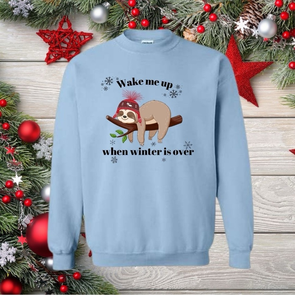 Light Blue Sloth Graphic Sweater